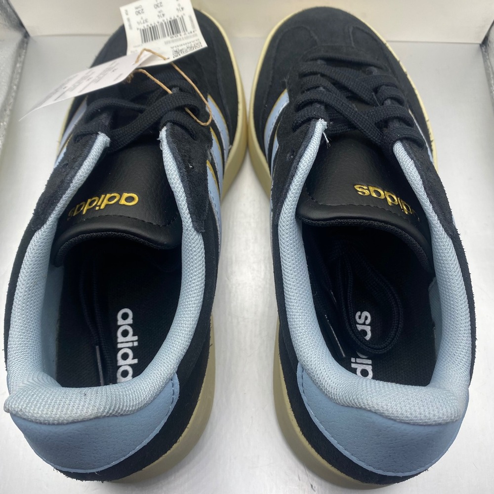 NEW Adidas Barreda Black Baby Blue Gold Suede Sneakers Womens 6 Streetwear Retro - Picture 6 of 7